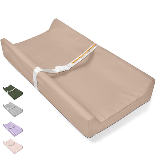 Image of Changing Table Pads, Baby Changing Pad Vegan Leather, Waterproof Wipeable Changing Pad, 32x16 Diaper Baby Changing Table Topper for Dresser, Table