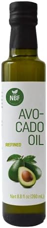 NBF Naturally Refined Avocado Oil (8.8 Fl Oz) 100% Pure, Cold Pressed, Glass Bottle, from Mexican Avocados, Cooking Oil, Keto & Paleo Friendly