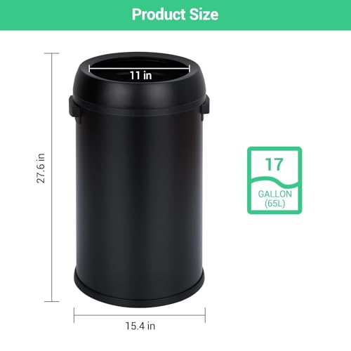 Caneca de basura comercial acero inoxidable 65L abierta miniatura 2