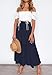 HAEOF Women's Summer Flowy Boho Maxi Skirt A Line Pleated Tiered Long Skirts with Pockets Fashion Beach Vacation Outfits (Navy, XL)