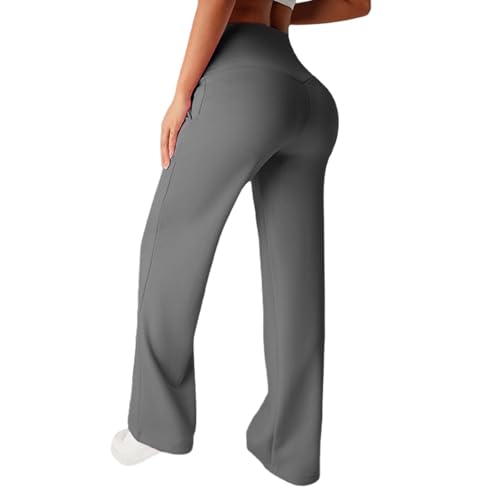 Pantalon large fluide coupe haute et jogging élastique pour course à pied et yoga