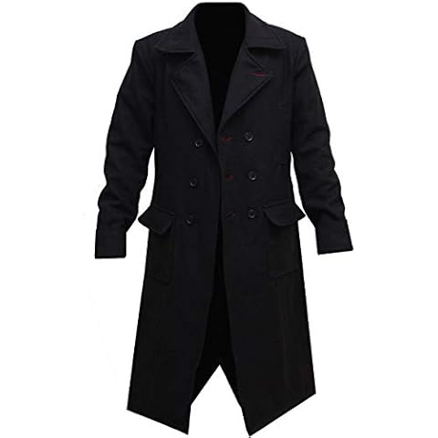 Miracle Trading Wool Coat | Long Coat | Trench Coat | Men Coat (4XL) Black Cover