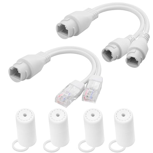 YACSEJAO 1 paire de câbles adaptateurs PoE étanches RJ45 1 vers 2 POE pour 2 caméras IP avec 1 câble