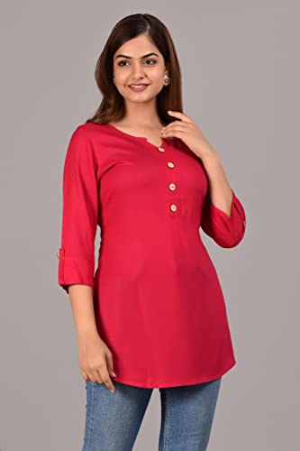 Image of Women's Rayon Straight Solid Casual Top /Kurta