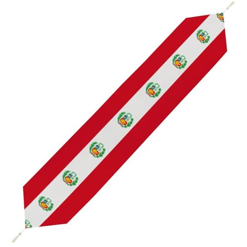Peru Peruvian Flag Table Runner Plush Decor Tablecloth with Tassels Farmhouse Table Runner for Kitchen Dining Table 200 * 33cm