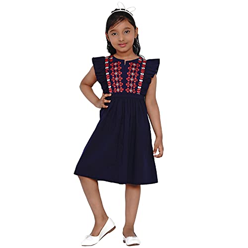 Image of Bitiya By Bhama Girl's Silk A-Line Knee-Length Casual Dress