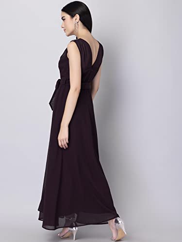 Image of FabAlley Women Maroon Embellished Maxi Dress