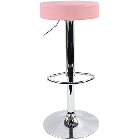 Taburete de Bar Giratorio con Reposapiés Ajustable KKTONER Rosa Cover