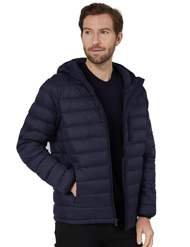 wantdo Men's Light Down Jacket Lightweight Bubble Coat for Travel (Navy, Medium)