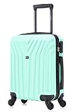 R.Leone Valigia da 1 Fino a Set 4 Trolley Rigido grande, medio, bagaglio a mano 55x40x23 cm Wizz, ITA Airways e bagaglio 45x36x20 cm EasyJet in ABS 9001 (Verde Acqua, XS Bagaglio Low cost)