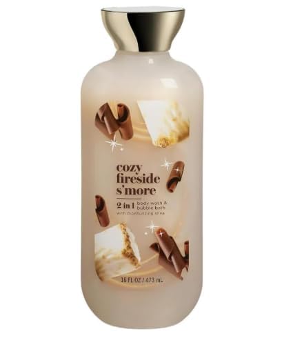 2-in-1 Body Wash and Bubble Bath Cozy Fireside SMore Scent 16 oz Moisturizing Shower Gel Foaming Bath Soap