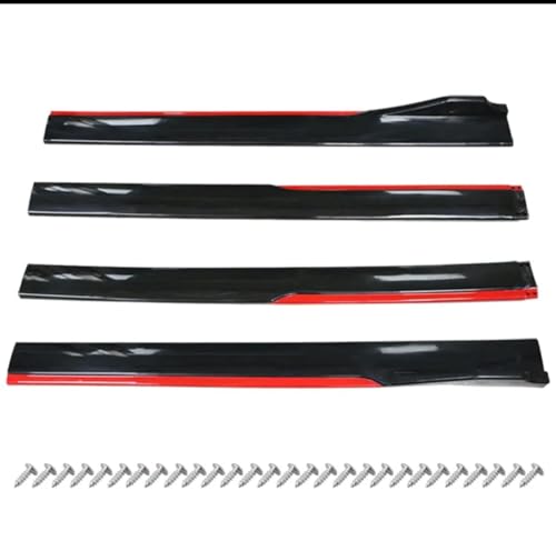 Image of 4PC Black-RED 240CM Side Splitter Gloss Body Line ABS Car Side Skirt Splitters Lip Winglet Body KIT Universal Splitter Auto Accessories