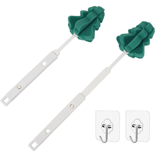 Foshine Bottle Soft Brushs Sponge Bottle Brushes Cleaning Brushs Set with Adjustable Handles 2 Pieces for Wine Glasses and Bottles 2 Pcs Traceless Hook