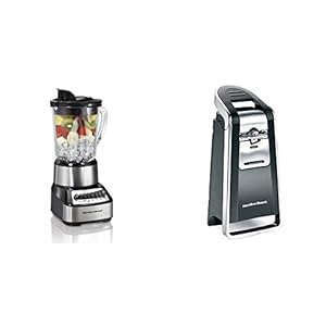Hamilton Beach Wave Crusher Blender with 40oz Glass Jar Beach 76606ZA Smooth Touch Electric Automatic Can Opener with Easy Push Down Lever Extra Tall Black and Chrome