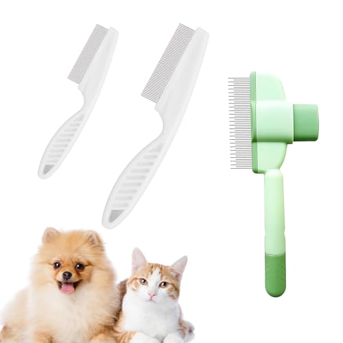 Unterfellbürste Katze, 3-teiliges Set mit Fellbürste Katze und Katzenkamm Unterfell, Ideal für Langhaarkatzen und tägliche Fellpflege, Größen:...