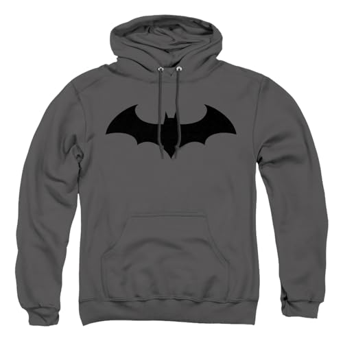 Popfunk Batman Bat Hush Logo Pull-Over Hoodie Sweatshirt Charcoal (X-Large)