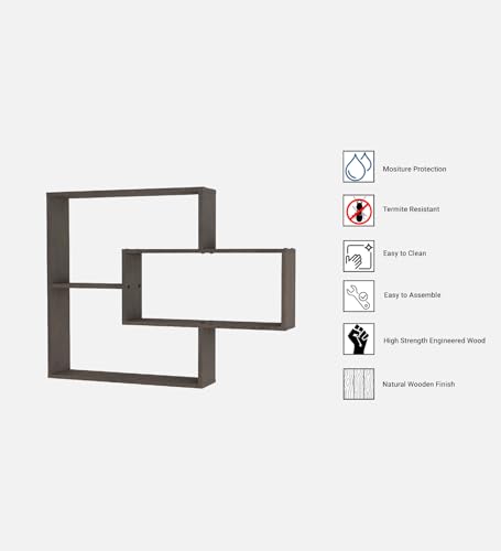 Image of Crip Multipurpose Modular Wall Racks /Shelves /Organiser /Decor Particle Board Wall Shelf (Number of Shelves - 5, Brown)