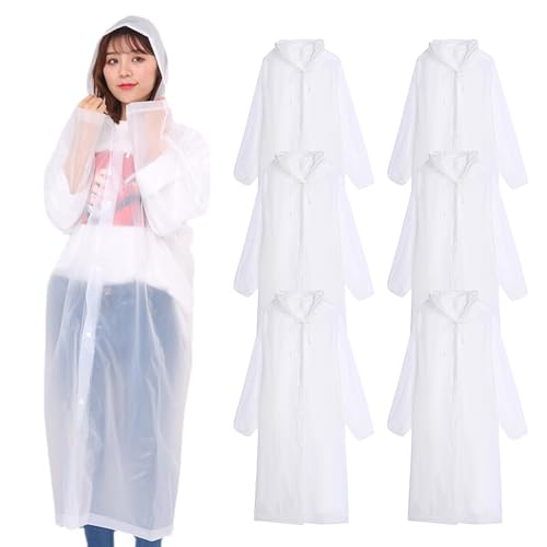 [neckgeart] 6pcsレインコート 使い捨てレインコート EVA防水レインコート 持ち運びやすい 防災用品 通学 通勤 旅行 男女兼用 (6個)