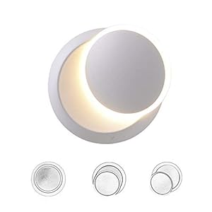Appliques Murales Interieur Blanc Lampe Murale LED 5W Moderne Applique Murale Blanc Chaud Créatif Eclipse 2 en 1 Fer Applique Murale Lampe Led (Blanc)