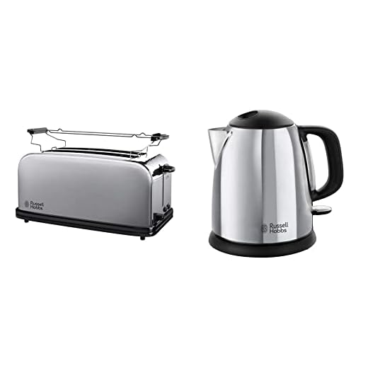 Russell Hobbs Adventure 23610-56 - Tostadora, Acero Inoxidable, Plata + Hobbs 24990-70 Victory - Hervidor de Agua Eléctrico acero inox detalles en plastico, 2200W, 1 litro