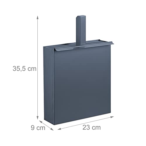 Relaxdays Ascheeimer mit Schaufel, Stahl, Aschekübel für Kamin & Ofen, HxBxT: 35,5 x 23 x 9 cm, Ascheschaufel, anthrazit