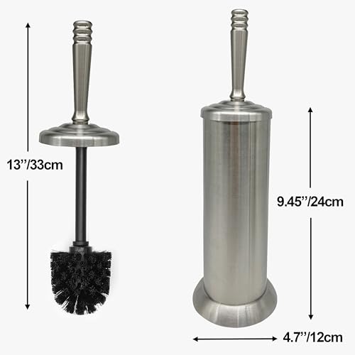 Image of Brushed Nickel Toilet Bowl Brush with Holder, Durable Bathroom Cleaning Tool, Modern Design for Easy Toilet Maintenance, Bathroom Cleaner Brush for Efficient Cleaning and Hygiene