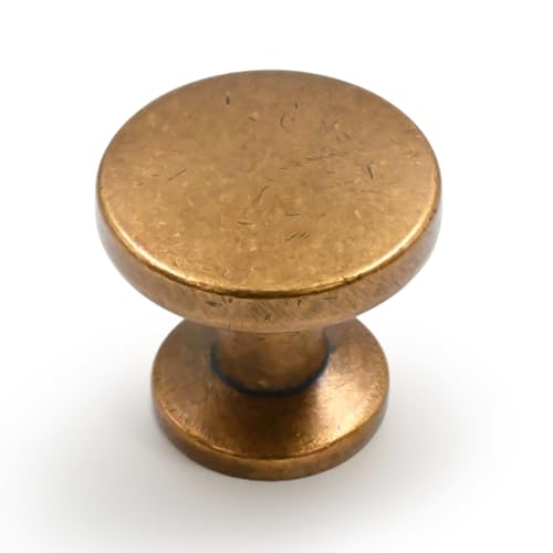 9BUILD 10 Pack Antique Brass Cabinet Knobs,Solid Round Drawer Pulls