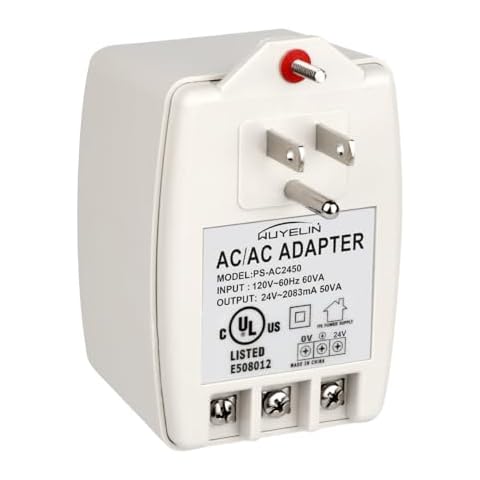 24VAC 50VA Wall Transformer with PTC Fuse Compatible with All Versions of Doorbell，Nest, Ecobee, Sensi and Honeywell Thermostat,Water Solftener,Screw Terminal Output Cover