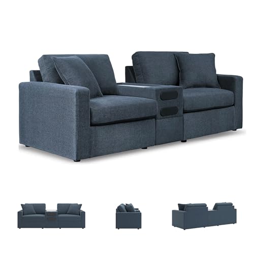 Image of Signature Design by Ashley Modmax 3-Piece Modular Blue Sectional Couch