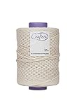 Crafteza Macrame Cord 4mm X 360 mt (About 1181 ft) Single Strand Bulk Knotting Rope - Natural Virgin Cotton Handmade Decorations Macrame Wall Hangings Plant Hanger Bohemian Wedding Backdrops Arches