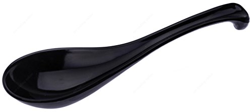 (Pack of 12) Chinese Ladle Style Melamine Soup Spoon Multi-Color, Black
