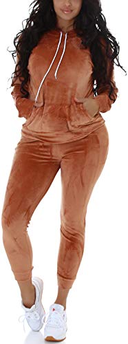 Jela London Survêtement Nicki velours à capuche avec pantalon (36-42) - Marron - 38 Cover