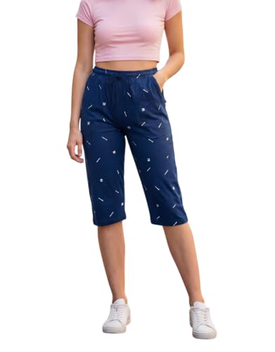 Image of FEEL TRACK Women Cotton Regular Fit Printed Capri (Pack of 1)