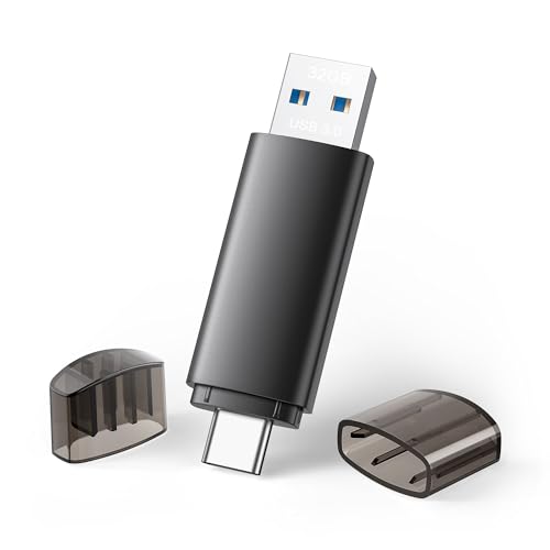 1 Stück Wasserdichter 32GB USB C 3.0 2-in-1 OTG USB-Stick High Speed USB Flash Drive für IOS iPhone Android Linux Laptop Schwarz