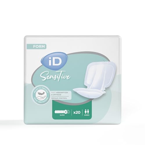 iD Sensitive Form Super Incontinence Pad - Super Absorbent Discreet Design Anti Leak Protection Wetness Indicator Odour Control Women & Men Adult Nappies 2530ml 20 Pads