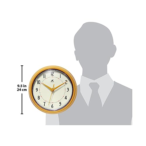 Infinity Instruments LTD. Retro 15 inch Mid Century Modern Kitchen Diner Wall Clock Quartz Movement Retro Wall Clock Decorative (Saffron Yellow) - Thumbnail 5