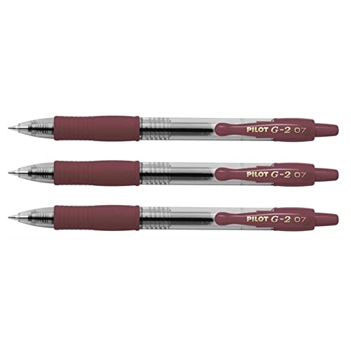 PILOT Pack of 3 G2 Gel Ink Rollerball Pens with 0.7mm Retractable Tip Caramel