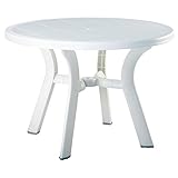 Small Round Patio Dining Table for 4 People, Modern Commercial Grade Resin Circle Outdoor Furniture in White