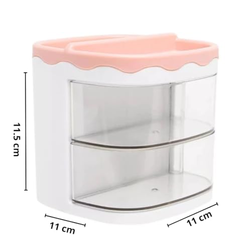 Organizador de Mesa Escrivaninha Porta Treco Caneta Lápis Com Gavetas Divisórias Multiuso (Rosé)