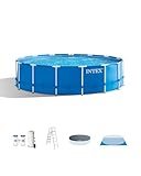 Intex 28241EH Metal Frame Above Ground Swimming Pool Set: 15ft x 48in – Includes 1000 GPH Cartridge Filter Pump – Removable Ladder – Pool Cover – Ground Cloth