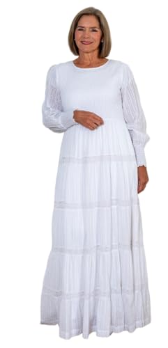 White Elegance Arendelle Cotton Dress, Smocked Top with 5-Tier Skirt,