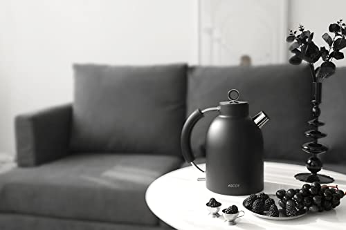 ASCOT Electric Kettle, Electric Tea Kettle Hot Water Kettle Stainless Steel Kettle 1.6L 1500W Retro Tea Heater & Boiling Water, Auto Shut-Off and Boil-Dry Protection (Black)