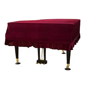ESYUEL Pleuche Grand Piano Cover Bordered Dust Protective Cover Cloth 62.9 x 59.8 x 20.48in (160cm/62.9in, Red)