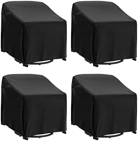 EGIS 4 Pack Waterproof Outdoor Swivel Lounge Chair Patio Furniture Cover (37.5 W x 39.25 D x 38.5) Black Chair Cover-08