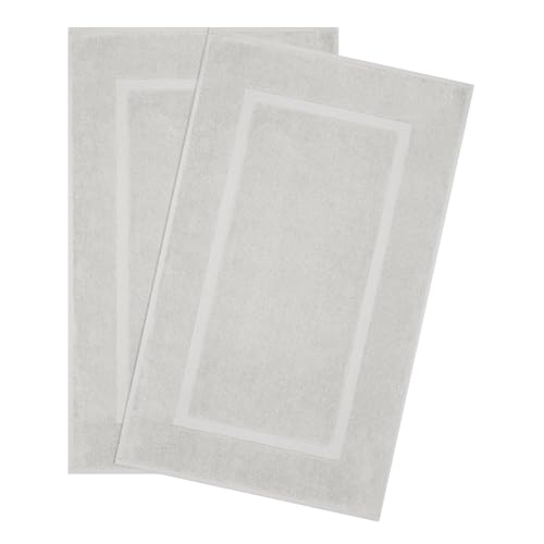 Image of Cotton Paradise 100% Cotton Turkish Bathmat Set, Soft Absorbent Quick Dry, 2 Piece 20x34 Bathmat Floor Set, Silver Grey