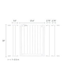 Babelio Baby Gate for Doorways and Stairs, 26-40 Inch Auto Close Dog Gate, Easy Install, Pressure Mounted, No Drilling, fits for Narrow and Wide Doorways, Safety Gate Door for Child and Pets, White