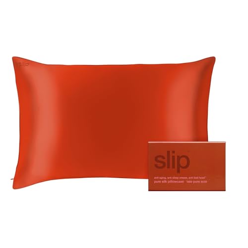 SLIP federa di seta 22 Momme, 51 x 76 cm, design Petal - in seta di gelso al 100%, con cerniera, traspirante, ideale per chi soffre di allergie, rosso