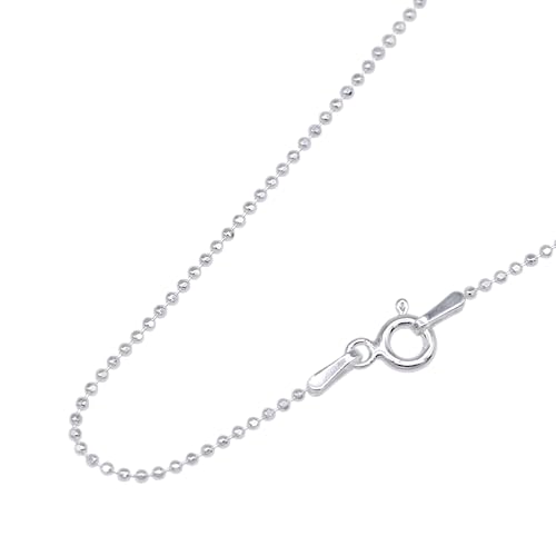 Image of Kualitas Genuine 925 Sterling Silver Diamond Cut 1.2mm Ball Chain Necklace 14"-24" (14)