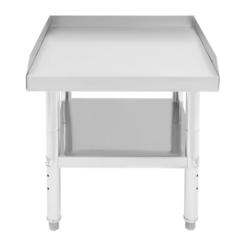 DCEHKR Commercial Work Table, Stainless Steel, Prep Table with Double-Tier Design, Grill Stand for Home, Restaurant Kitchen (24x24x24in, Silver)