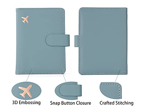 Image of Melsbrinna Rfid Passport Holder for Travel women /Men, Cute Passport Wallet Rfid Blocking Card Slots, Rfid Passport Cover /CaseTravel Wallet, Passport Book Holder (2, Blue1Blue2)